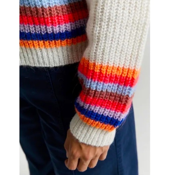 INDEE Network Cardigan Stripe Colorful Long Sleeves Sweater Size 10 - Picture 6 of 14